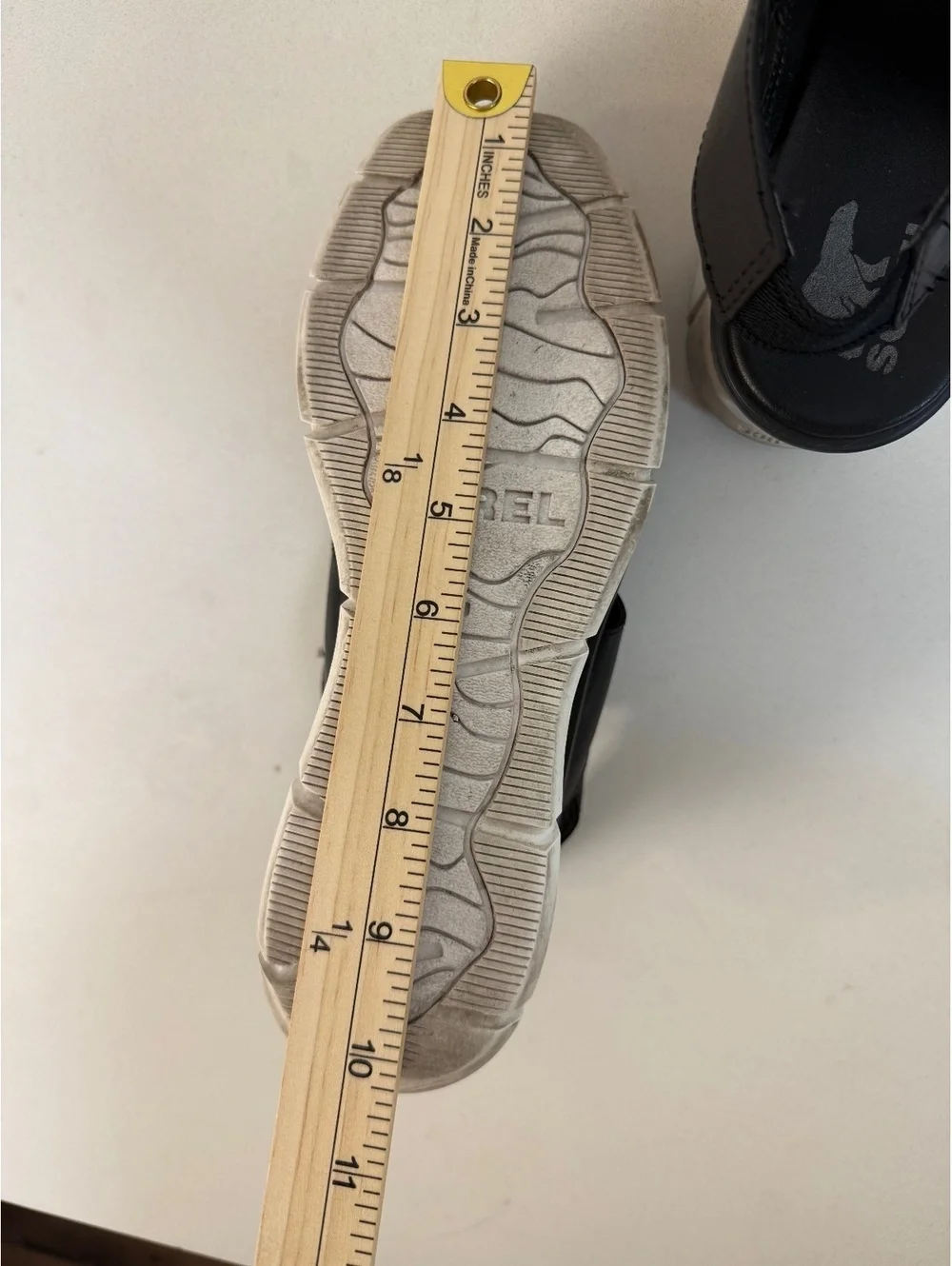 Sorel Women's Black Wedge Sandals with Wood-Effect Platform 9/9.5